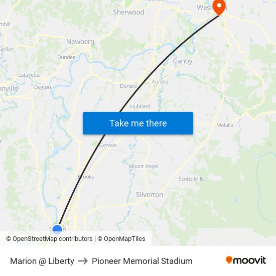 Marion @ Liberty to Pioneer Memorial Stadium map