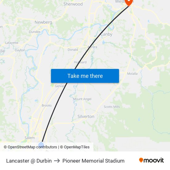 Lancaster @ Durbin to Pioneer Memorial Stadium map