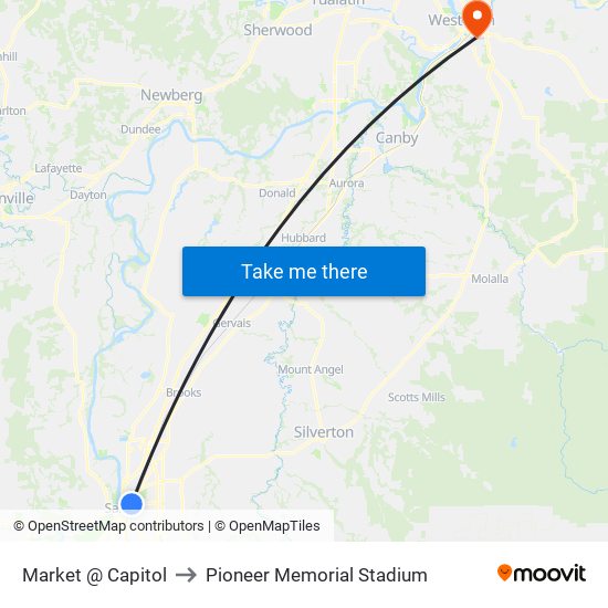 Market @ Capitol to Pioneer Memorial Stadium map