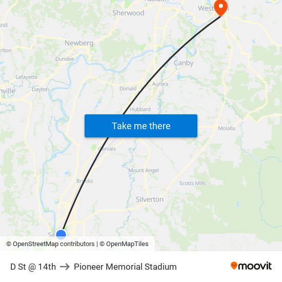 D St @ 14th to Pioneer Memorial Stadium map