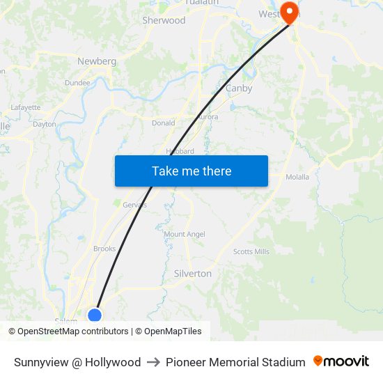 Sunnyview @ Hollywood to Pioneer Memorial Stadium map