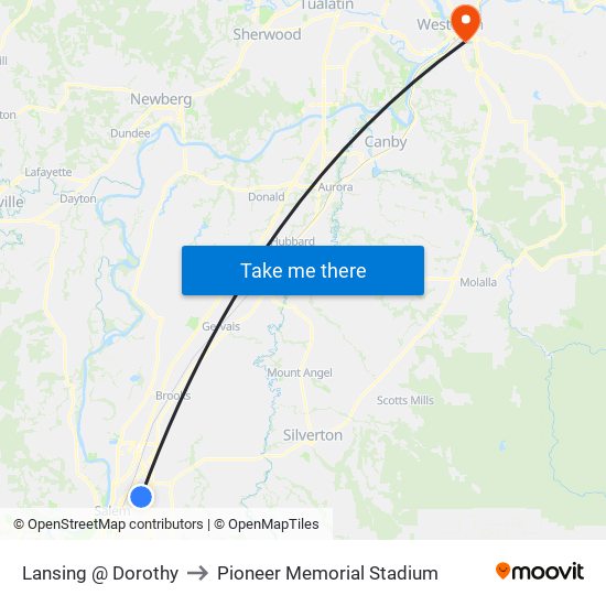 Lansing @ Dorothy to Pioneer Memorial Stadium map