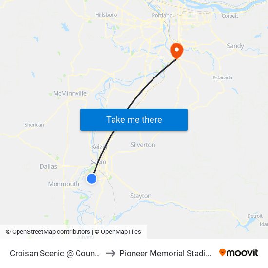 Croisan Scenic @ Country to Pioneer Memorial Stadium map