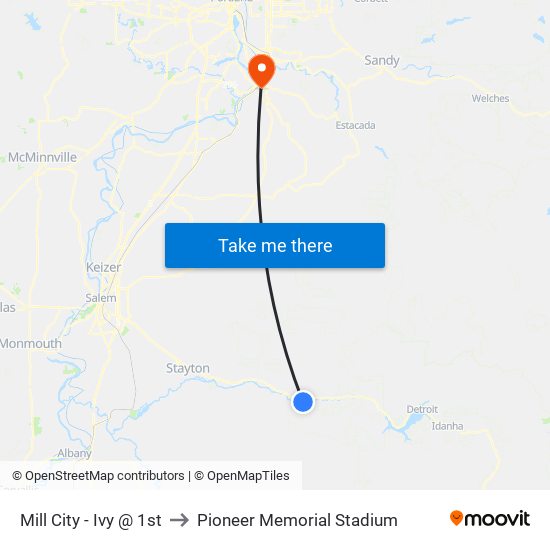 Mill City - Ivy @ 1st to Pioneer Memorial Stadium map