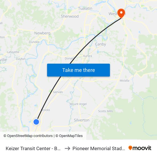 Keizer Transit Center - Bay D to Pioneer Memorial Stadium map