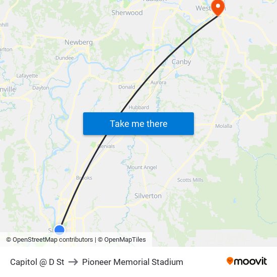 Capitol @ D St to Pioneer Memorial Stadium map