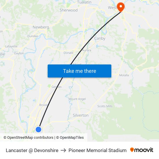 Lancaster @ Devonshire to Pioneer Memorial Stadium map