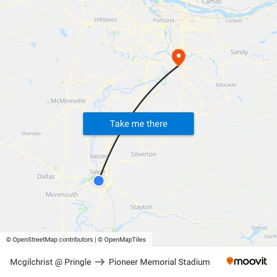 Mcgilchrist @ Pringle to Pioneer Memorial Stadium map