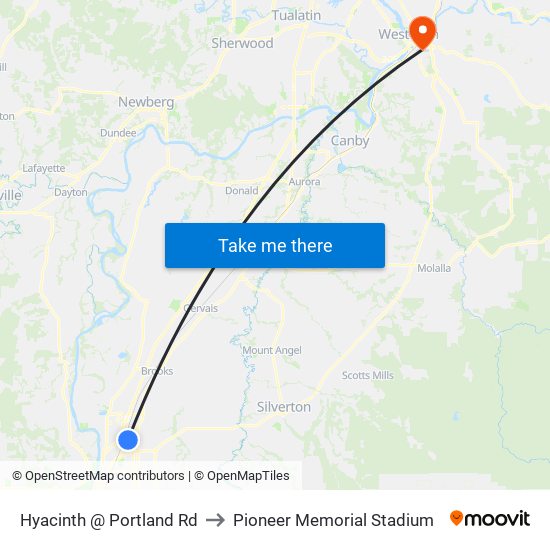 Hyacinth @ Portland Rd to Pioneer Memorial Stadium map