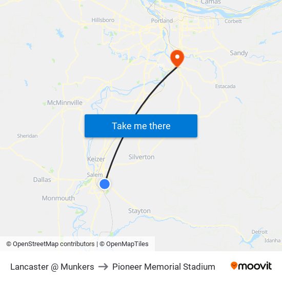 Lancaster @ Munkers to Pioneer Memorial Stadium map