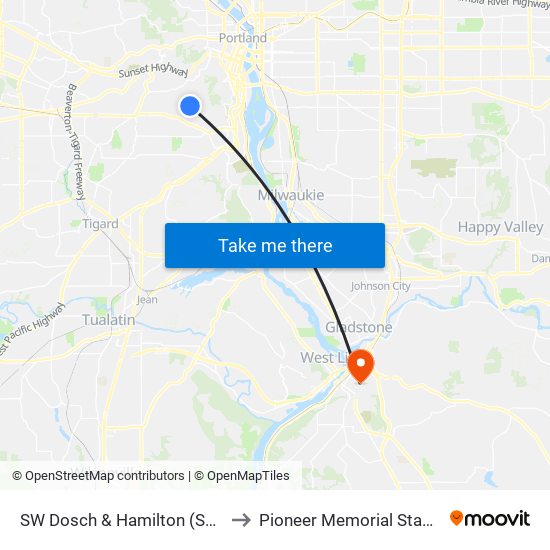 SW Dosch & Hamilton (South) to Pioneer Memorial Stadium map