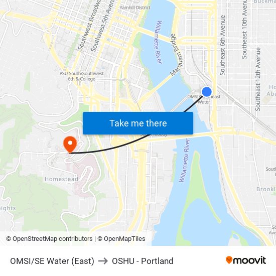 OMSI/SE Water (East) to OSHU - Portland map