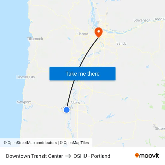 Downtown Transit Center to OSHU - Portland map