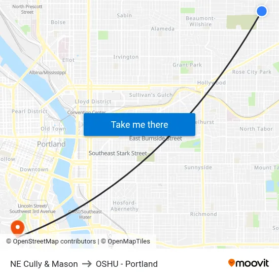 NE Cully & Mason to OSHU - Portland map