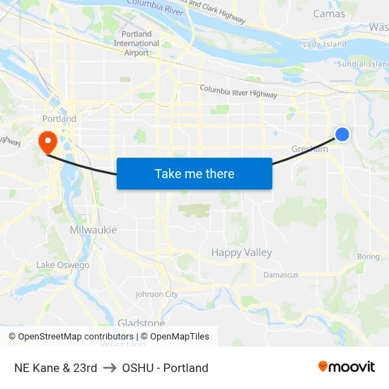 NE Kane & 23rd to OSHU - Portland map