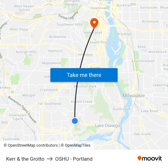 Kerr & the Grotto to OSHU - Portland map