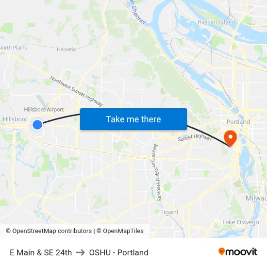 E Main & SE 24th to OSHU - Portland map