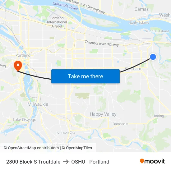 2800 Block S Troutdale to OSHU - Portland map