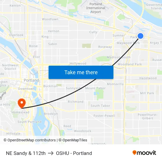 NE Sandy & 112th to OSHU - Portland map