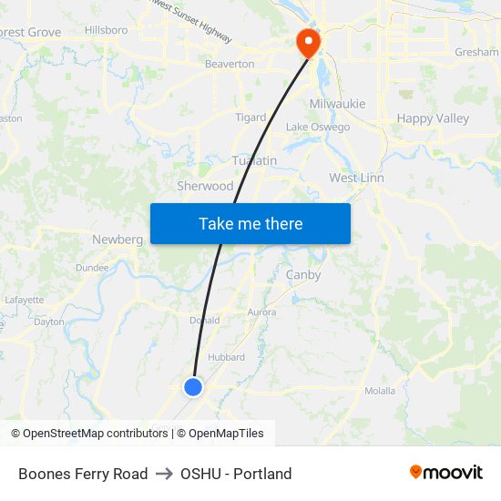Boones Ferry Road to OSHU - Portland map