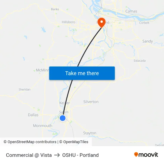 Commercial @ Vista to OSHU - Portland map