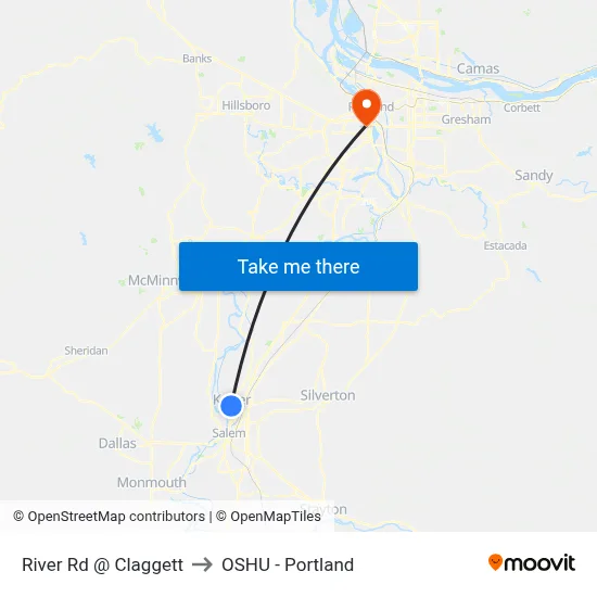 River Rd @ Claggett to OSHU - Portland map