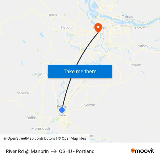 River Rd @ Manbrin to OSHU - Portland map