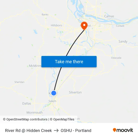 River Rd @ Hidden Creek to OSHU - Portland map