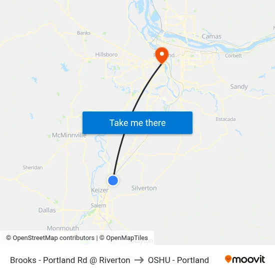 Brooks - Portland Rd @ Riverton to OSHU - Portland map