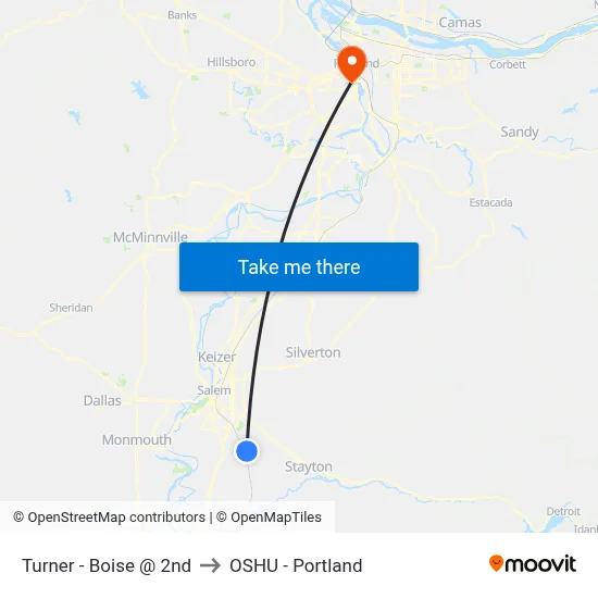 Turner - Boise @ 2nd to OSHU - Portland map