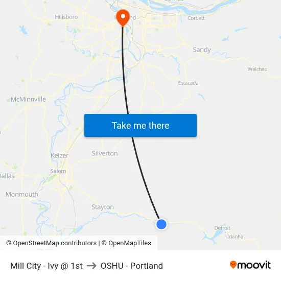 Mill City - Ivy @ 1st to OSHU - Portland map