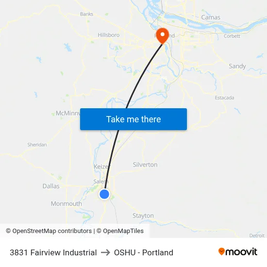 3831 Fairview Industrial to OSHU - Portland map
