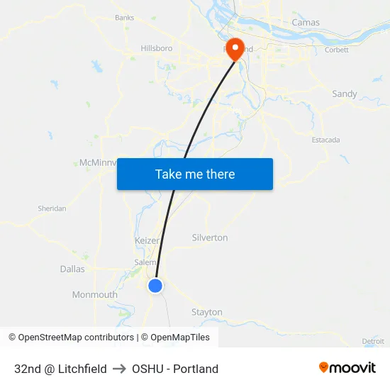 32nd @ Litchfield to OSHU - Portland map