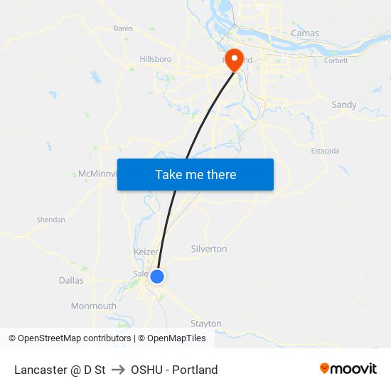 Lancaster @ D St to OSHU - Portland map