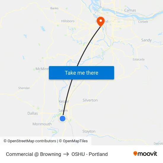 Commercial @ Browning to OSHU - Portland map