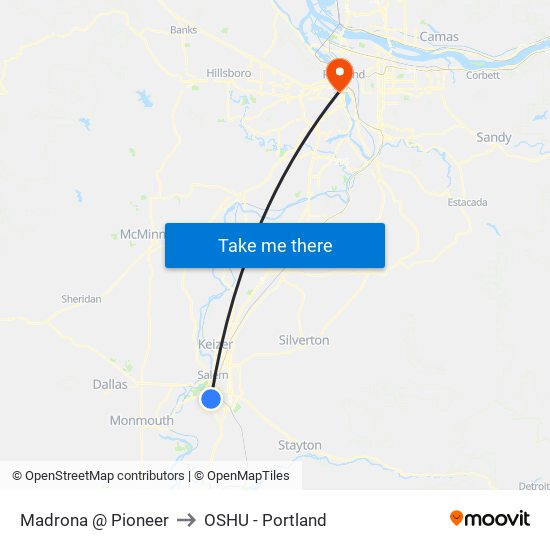 Madrona @ Pioneer to OSHU - Portland map