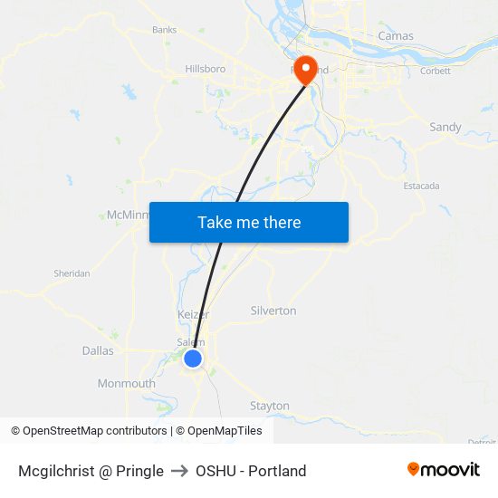 Mcgilchrist @ Pringle to OSHU - Portland map