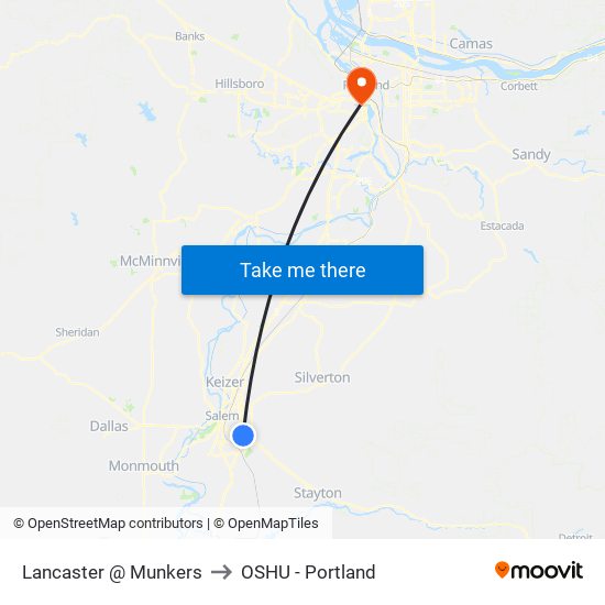 Lancaster @ Munkers to OSHU - Portland map