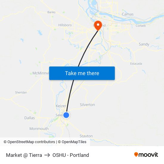 Market @ Tierra to OSHU - Portland map