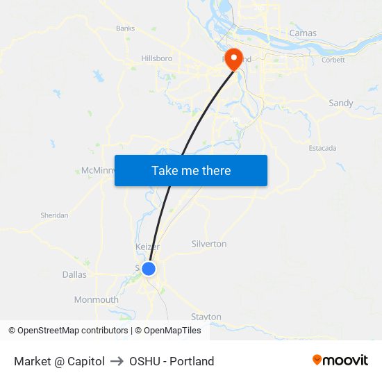 Market @ Capitol to OSHU - Portland map