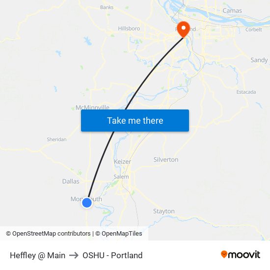 Heffley @ Main to OSHU - Portland map