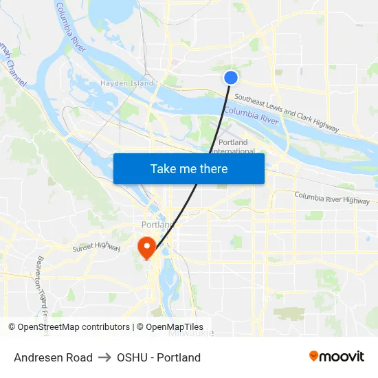 Andresen Road to OSHU - Portland map