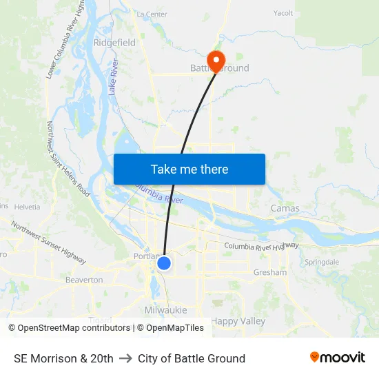 SE Morrison & 20th to City of Battle Ground map