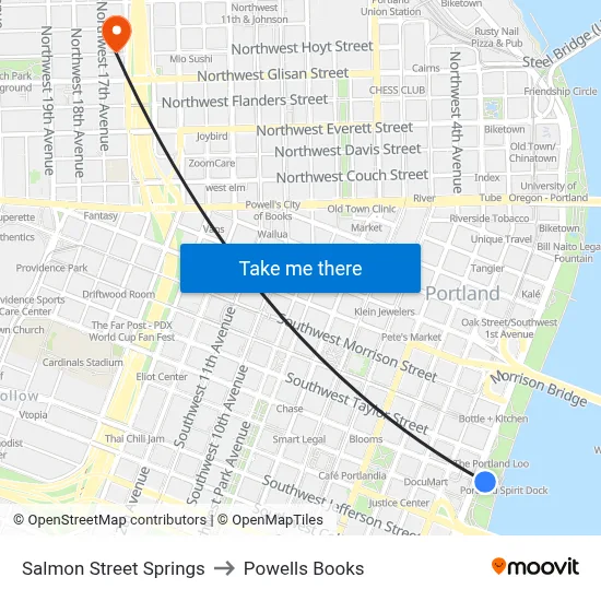 Salmon Street Springs to Powells Books map