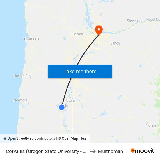 Corvallis (Oregon State University - 14th St/Jefferson Way) to Multnomah University map