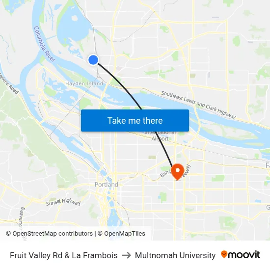 Fruit Valley Rd & La Frambois to Multnomah University map