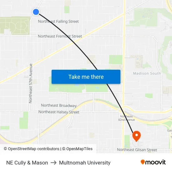 NE Cully & Mason to Multnomah University map