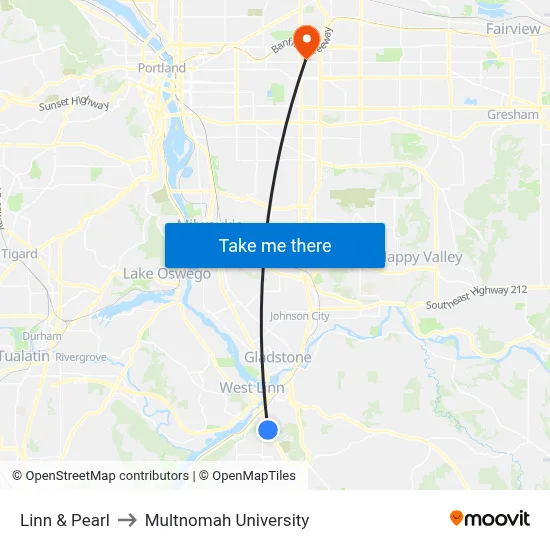 Linn & Pearl to Multnomah University map