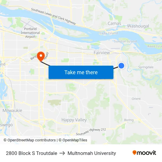 2800 Block S Troutdale to Multnomah University map