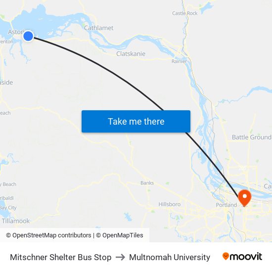 Mitschner Shelter Bus Stop to Multnomah University map